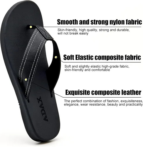 Vista 3 de ADAX Sandalias de cuero cómodas para hombre, antideslizantes, con cojín deportivo para playa, sandalias de tanga