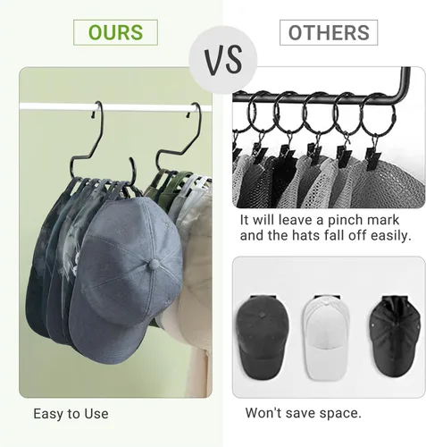 Vista 4 de Mkono Organizador de Sombreros para Gorras de Béisbol Perchero de Metal para Sombreros para Armario Juego de 2 Colgadores de Sombreros Soporte