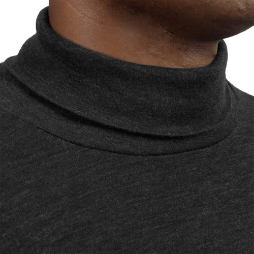 Vista 4 de 100% lana merino para hombre, cuello alto, capa base de manga larga de peso medio