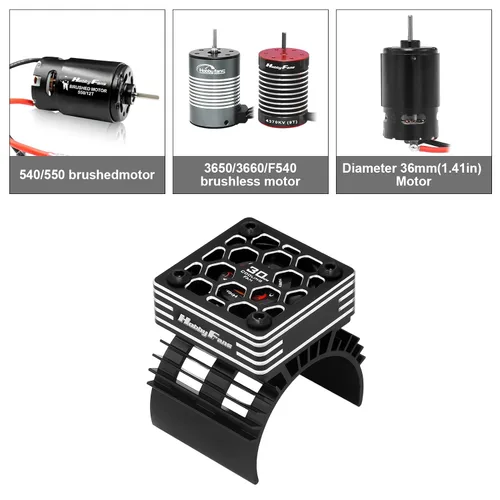 Vista 9 de Disipador de calor de motor RC con ventilador de enfriamiento de 5 V, apto para 540 550 3650 F540 3660 3670 Tamaño sin escobillas Motor Disipador