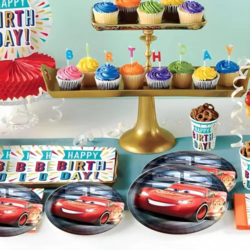 Vista 3 de Platos redondos de papel para cena, 9 pulgadas, Disney Cars, 8 piezas