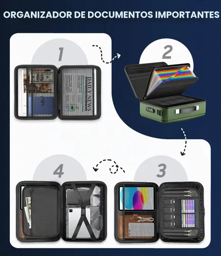 Vista 8 de Caja de Documentos Ignífuga con Cerradura, Caja de Seguridad de Cáscara Dura Ignífuga para Documentos del Hogar, Caja de Archivos Ignífuga Portátil