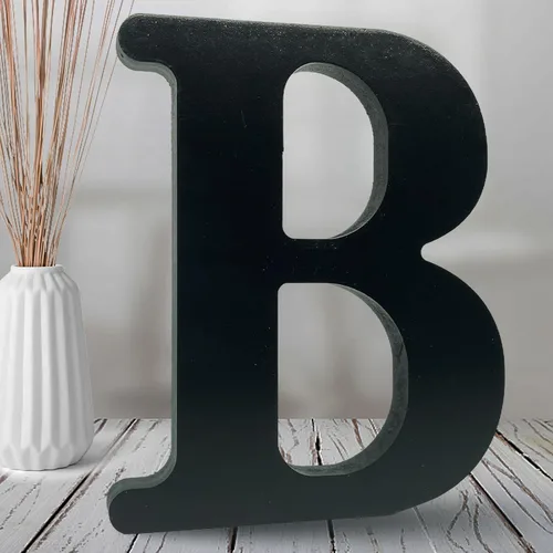 Vista 23 de AOCEAN Letras de madera negra de 8 pulgadas, letras de madera sin terminar para decoración de Halloween, letras decorativas de pie, decoración