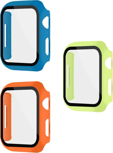 Vista 31 de Paquete de 3 fundas con protector de pantalla para Apple Watch de Negro + rosa intenso + morado oscuro