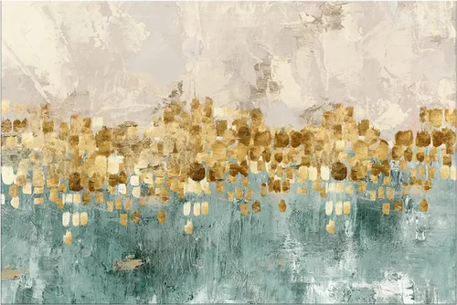 Vista 17 de DZL Art A74769 - Impresiones en lienzo abstractas para pared, pinturas artísticas azules y marrones, lienzo estirado de madera, enmarcado para sala