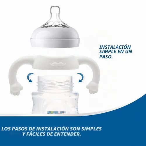 Vista 3 de Asas de botella de silicona suave compatibles para biberones Philips Avent anticólicos AirFree, 4 unidades (blanco)