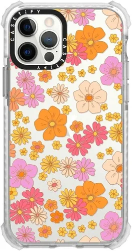 Vista 11 de Funda CASETiFY Ultra Impact para iPhone 12 / iPhone 12 Pro - Ditsy Daisies - Blanco - Transparente Frost
