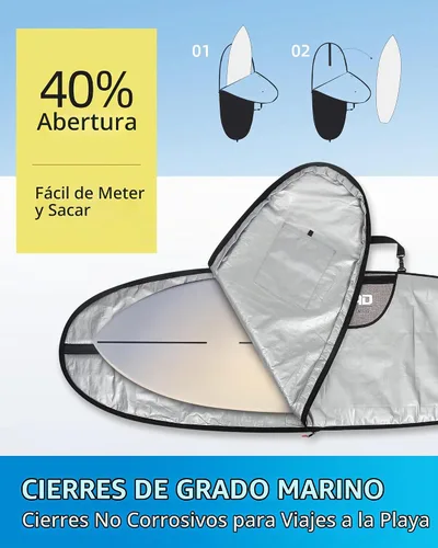 Vista 7 de OCEANBROAD Bolsa para Tabla de Surf Longboard Mochila de Día Bolsa de Viaje 5'0, 5'6, 6'0, 6'6, 7'0, 7'6, 8'0, 8'6, 9'0, 9'6, 10'0