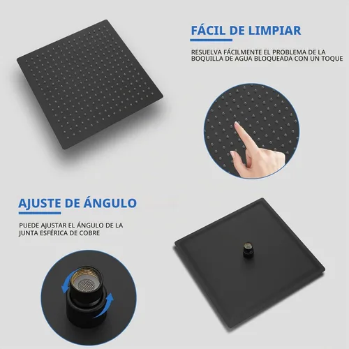 Vista 8 de RUMOSE Juego de grifo de ducha para baño, cabezal de ducha de lluvia con Negro