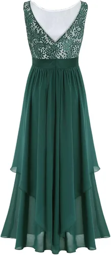 Vista 5 de YiZYiF Womens Elegant Sleeveless V-Back Black Lace Bridesmaid Maxi Long Dress