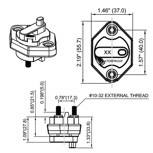 Vista 4 de ZOOKOTO Inversor de fusible de 10 A con botón de reinicio manual para auto, camión, caravana, remolque marino, impermeable, 12 V-32 V CC, 10 amperios