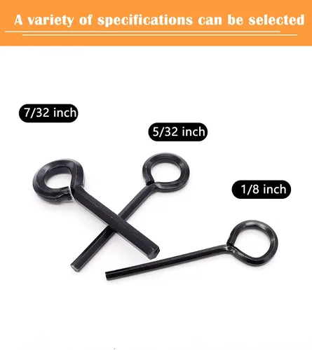 Vista 3 de 12 piezas Llaves hexagonales estándar de 1/8" con bucle completo, llave de puerta Allen de metal para dispositivo de salida de pánico de barra