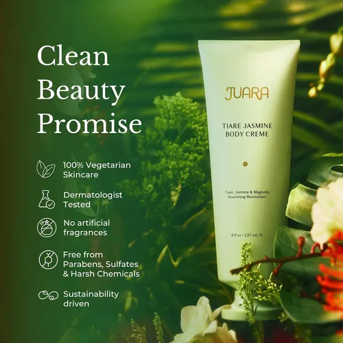 Vista 7 de Juara Tiare Jasmine Body Creme Loción corporal hidratante para piel seca Crema corporal hidratante con aceites naturales Cuidado de la piel