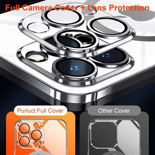 Vista 3 de Funda magnética delgada diseñada para iPhone 15 Pro Max [compatible con MagSafe], funda rígida de acabado fino [no se amarilla] funda de ajuste