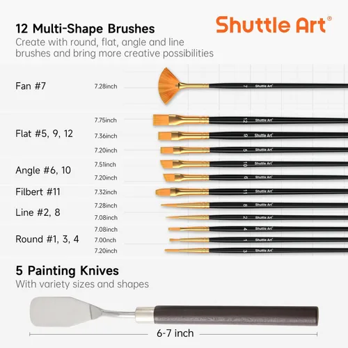 Vista 6 de Shuttle Art - Juego de 66 pinturas acrílicas, juego de pintura acrílica de 30 colores, caballete de madera, lienzo de pintura, pinceles de pintura