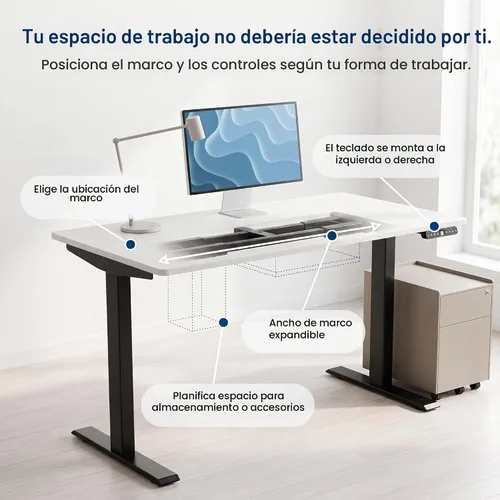 Vista 9 de Uncaged Ergonomics Marco de escritorio eléctrico de doble motor de 2 etapas negro 2 etapas altura: 27.2-46.7