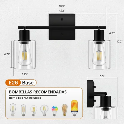Vista 3 de Iluminación LED para techo, luz de pista de 17 pulgadas con pantalla de vidrio transparente, foco de techo negro para cocina, cabezal giratorio
