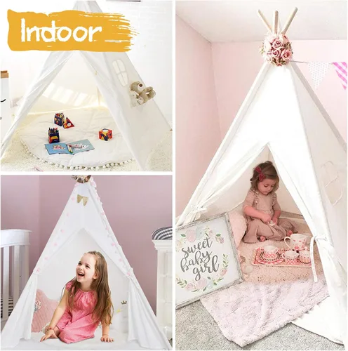 Vista 5 de Tienda de campaña tipi Sumerice para niños con funda de transporte, tienda de campaña plegable para niñas, juguete de casa de juegos, regalo