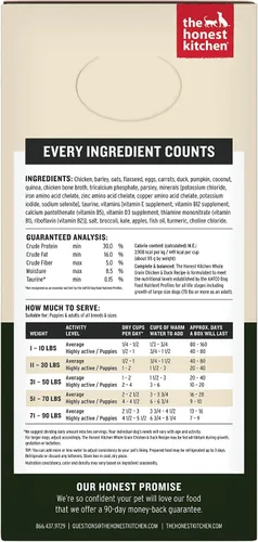 Vista 2 de The Honest Kitchen Receta integral de pollo y pato integral, alimento deshidratado para perros de grado humano con caldo de huesos, cobertura seca
