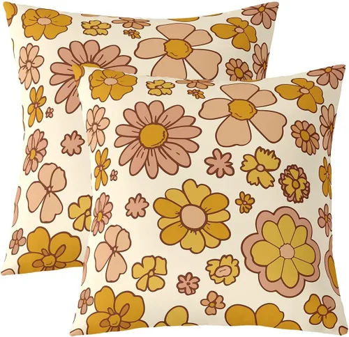 Vista 15 de Juego de 2 fundas de almohada rosas de 16 x 16 pulgadas, fundas de almohada suaves con flores florales de rosas para sala de estar, dormitorio