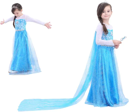 Vista 3 de BanKids - Disfraz de vestido de princesa para cumpleaños, Halloween y cosplay para niñas de 3 a 12 años