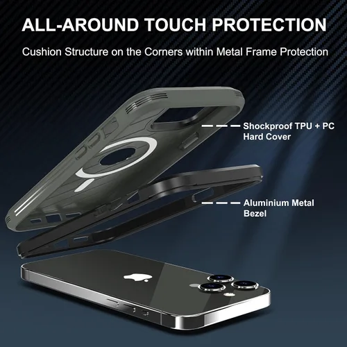 Vista 2 de WINTONG Funda magnética compatible con iPhone 14 Pro Max, protección contra caídas de grado militar, cuerpo completo, a prueba de golpes