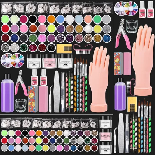 Vista 9 de Mano de práctica para uñas acrílicas Kit: Mano de silicona para práctica de uñas con kit de uñas para principiantes - Mano falsa flexible