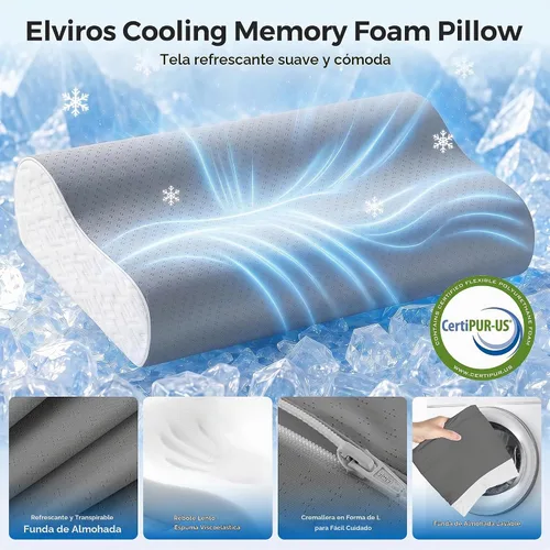 Vista 2 de Almohada cervical de espuma viscoelástica para el cuello de Elviros
