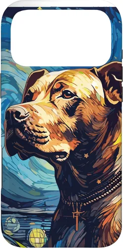 Vista 22 de Funda para iPhone 16 Pitbull Starry Night para perro, mamá, perro, papá