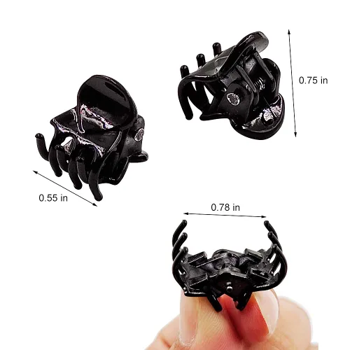 Vista 2 de 50 piezas de mini pinzas para el cabello, pinzas de agarre fuerte multifunción para flequillo. (Negro)