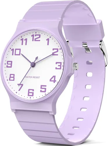Vista 10 de Reloj analógico para niños y niñas, resistente al agua hasta 30M, reloj deportivo para niños, fácil de leer, con esfera fina, correa suave