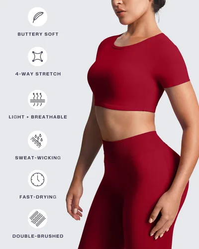 Vista 4 de Aoxjox Camiseta corta de manga corta para mujer Clarissa con espalda hueca para entrenamiento