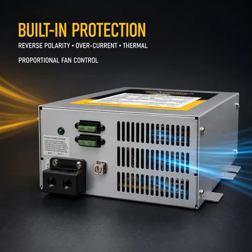 Vista 6 de Go Power GPC-45-MAX Convertidor/cargador de batería de 3 etapas de 45 amperios, diseño compacto, certificación UL, incluye enchufe macho de 15