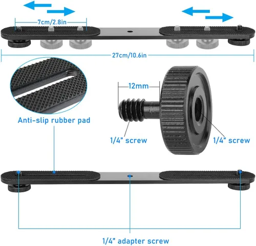 Vista 4 de EXMAX Soporte de flash para trípode de tornillo de 1/4 de pulgada, soporte de luz para cámara DSLR, aleación de aluminio, montaje de tornillo de 1/4
