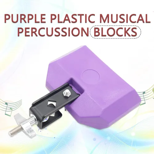 Vista 2 de Cashbeat Bloque de atasco de 5 pulgadas, bloque de percusión morado con soporte de montaje Latin Drum Percussion Instrument with Adjustable