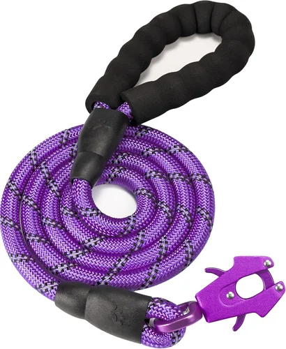 Vista 11 de GEIT Correa para perro de 2/4/5/6 pies, correas de cuerda resistentes, correa de nailon reflectante para mascotas con clip táctico de rana