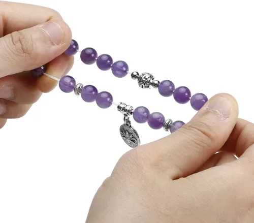 Vista 5 de Top Plaza - Juego de pulseras elásticas de piedras de cristal curativo para chakras, yoga, reiki, cuentas de piedras preciosas y cuentas de loto