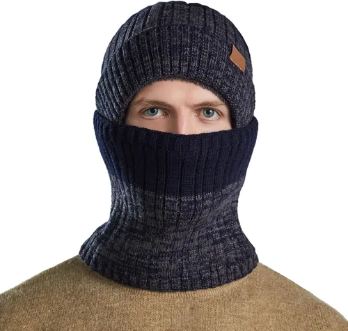 Vista 4 de Gorro cálido, bufanda de punto, suave y grueso, gorro de punto ajustable y elástico