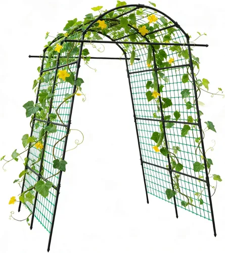 Vista 8 de AGTEK Enrejado plegable de pepino de 34 x 48 pulgadas con estacas de jardín y bridas de cremallera, soporte para plantas, un marco de enrejado