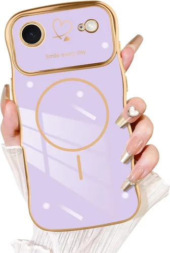 Vista 11 de Fiyart - Funda diseñada para iPhone 16 Pro, marco de onda lindo con forma rizada, corazones de amor chapados para mujeres y niñas, protección