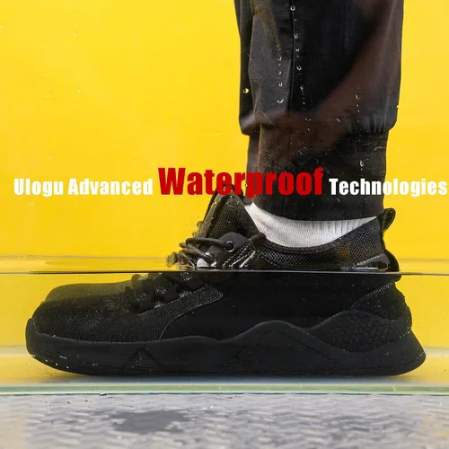 Vista 3 de ulogu Zapatos impermeables para hombres y mujeres, antideslizantes, para trabajo, servicio de alimentos, resistentes al agua, zapatos para caminar