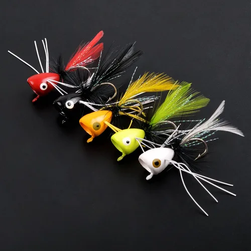 Vista 6 de Kits de señuelos para pesca con mosca, Topwater Popper Fly Fishing Bass Crappie Fly Fishing Poppers Surtido para trucha Salmón Kit de 20 piezas