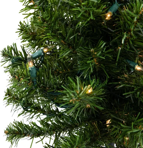 Vista 5 de Árbol de Navidad artificial de pino canadiense mediano preiluminado, 18 pulgadas, luces transparentes