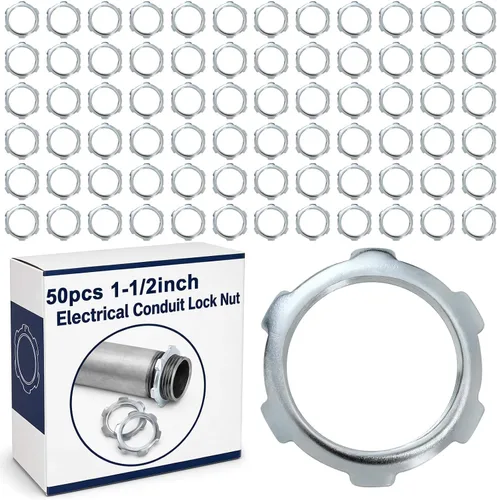 Vista 9 de Yaocom 50 piezas de tuercas de bloqueo de conducto eléctrico, tuerca de bloqueo rígida, acero galvanizado, accesorios de conductos eléctricos