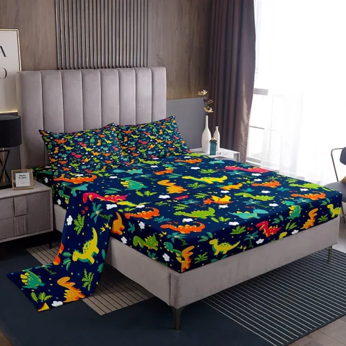 Vista 10 de Erosebridal Juego de sábanas con diseño de gato tamaño individual, sábana encimera Kawaii Garfield para niños y niñas, sábanas con huellas de patas