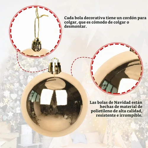 Vista 3 de 100 bolas de Navidad, adornos inastillables para el árbol de Navidad Champán