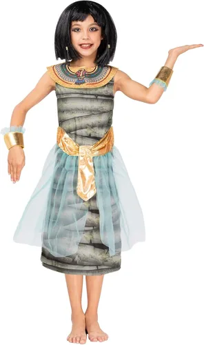 Vista 6 de Camlinbo Girls Halloween Cleopatra Goddess Costume Egyptian Pharaoh Mummy Cosplay Dress up for 7-14 Years