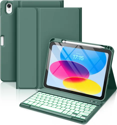 Vista 20 de Hamile Funda para iPad de 11ª y 10ª Generación con Teclado - Funda de Teclado Folio Inalámbrico Desmontable con Retroiluminación de 7