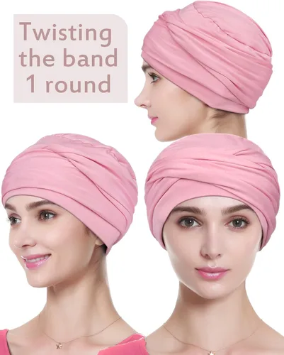 Vista 2 de Gorro de quimioterapia, sombrero de verano de bambú para mujer, turbante para la cabeza para mujer