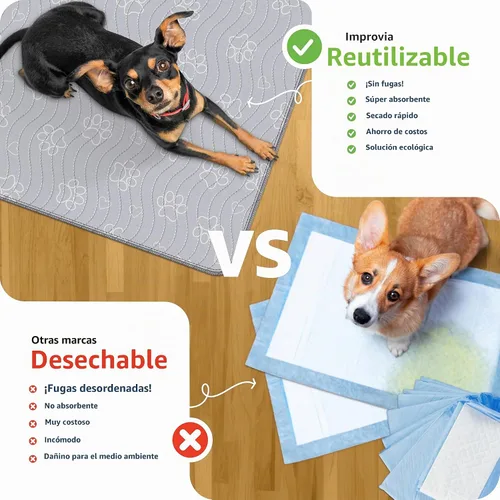 Vista 3 de IMPROVIA® Almohadilla reutilizable para cachorros, impermeable, extra absorbente, lavable para entrenamiento de perros, parto y más, protege tus